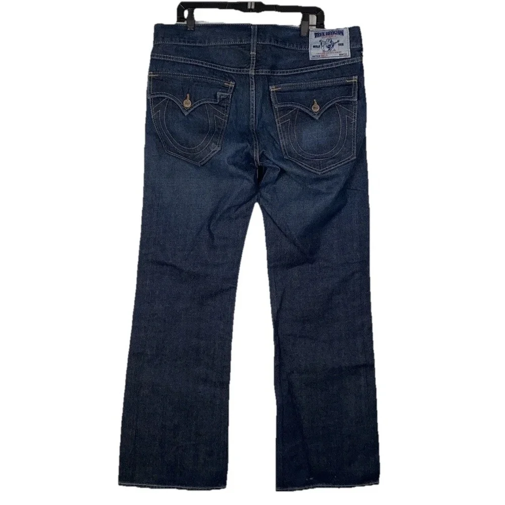 TRUE RELIGION BILLY BOOTCUT JEANS Mens 36x34 USA Made DARK Auburn Fine Stitching